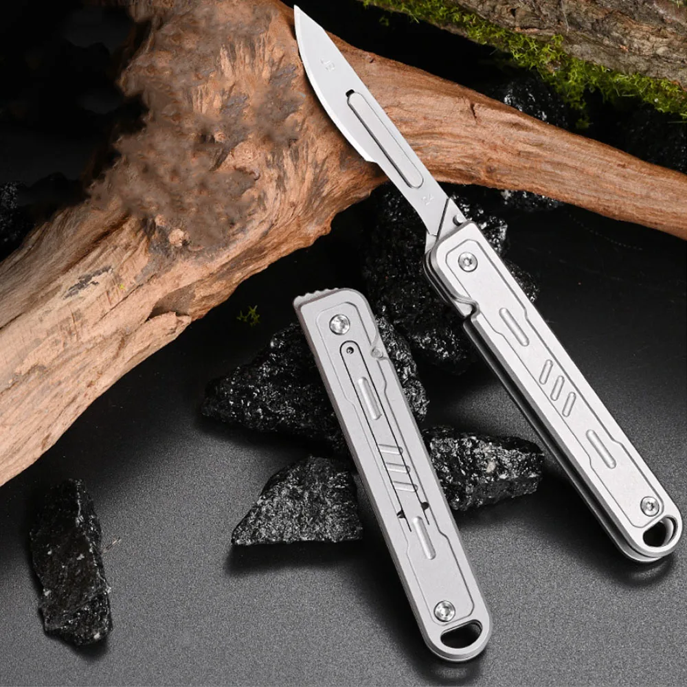 

Stainless steel art knife, quick opening, mini folding, sharp, portable express delivery, unboxing, keychain paper cutting knife