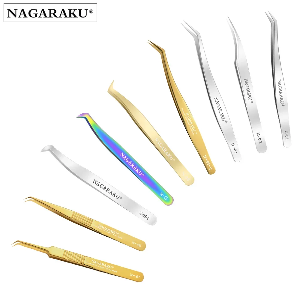 NAGARAKU 20 PCs N-series Tweezers For Eyelash Extension Fans-making  Volume Fans Eyelash Tweezers 3D Accurate Tweezers