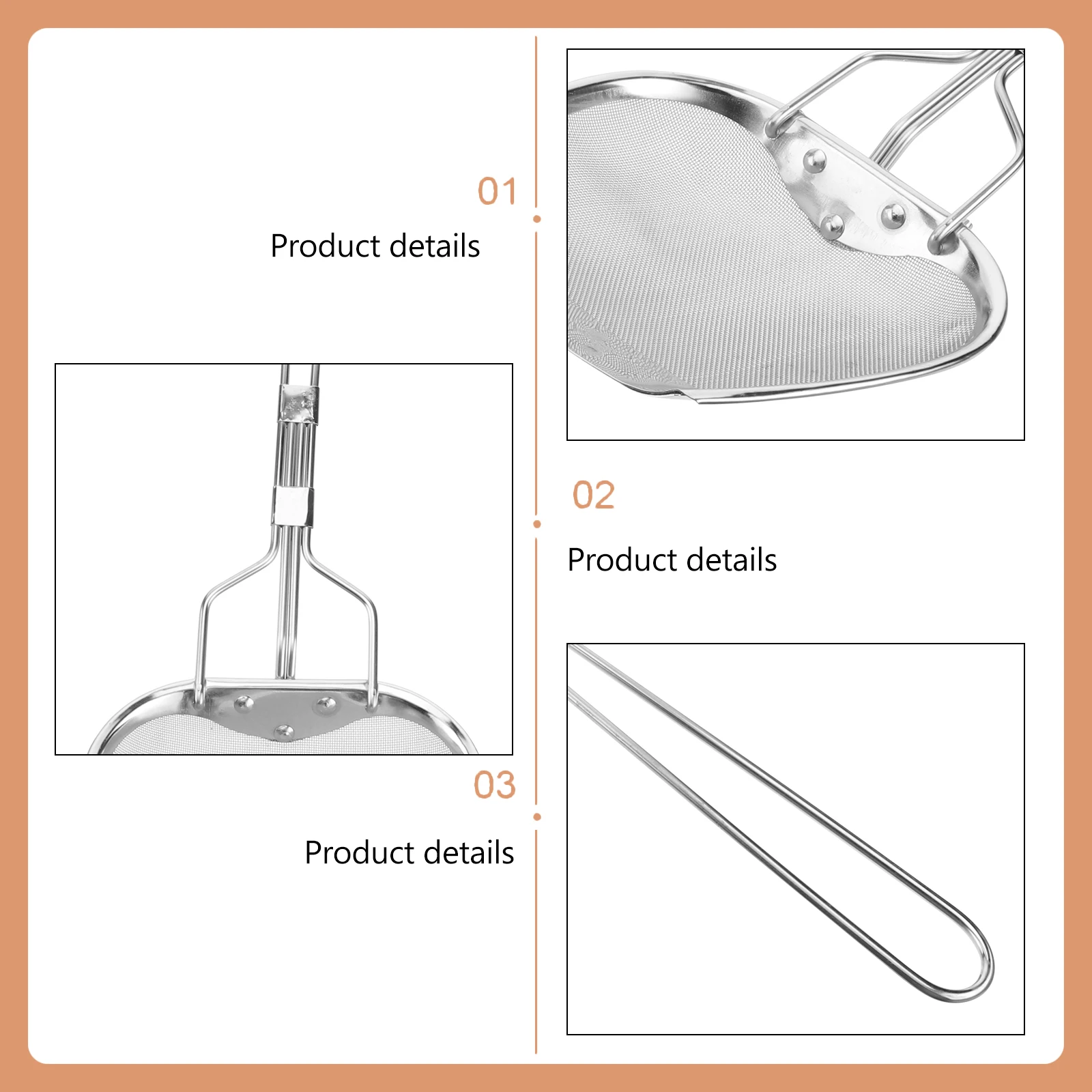 

Stainless Steel Oil Strainer Mesh Colander Long Handle Spoon Filter for Cooking Frying Kitchen Tool Stainless Steel Oil Strainer