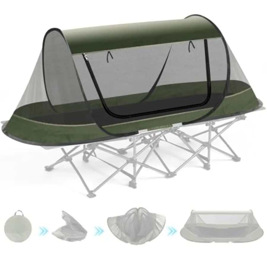 

Pop-Up Mosquito Tent for Camping, 1 Person Bug Net Cot Tent, 3s Automatic Setup Screen Net for Adults and,Fits with Camping Cot