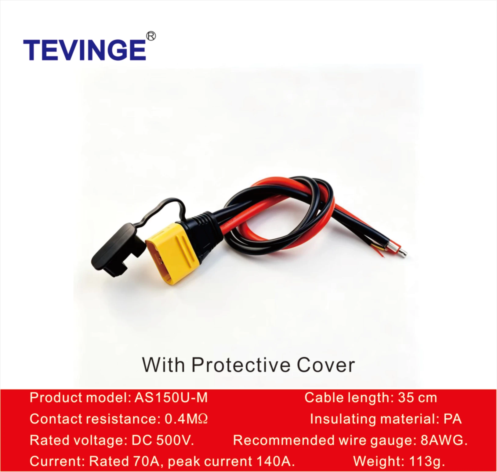 Connecteur d'alimentation anti-étincelles 70A AS150U, câble en silicone de calibre 8, prise de batterie pour drone, pour UAV industriels, voitures RC et modèles