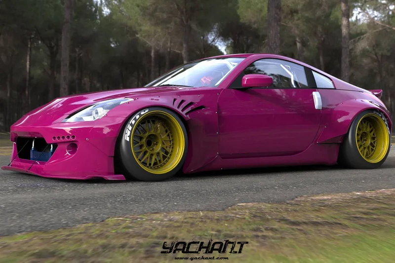 Fiber Glass 2002 to 2008 350Z Z33 RB V2 Style Body Kit Przedni zderzak z wargą LED Fender Flare Kit Tylny dyfuzor Spoiler bagażnika