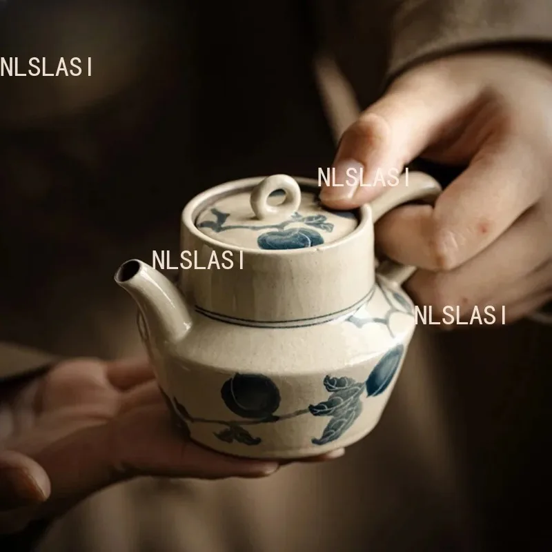 Jingdezhen Grass Ash Autumn Field Teapot Hand Drawn Ceramic Chinese Household Tea Pot One Person Uses Kung Fu Tea Set