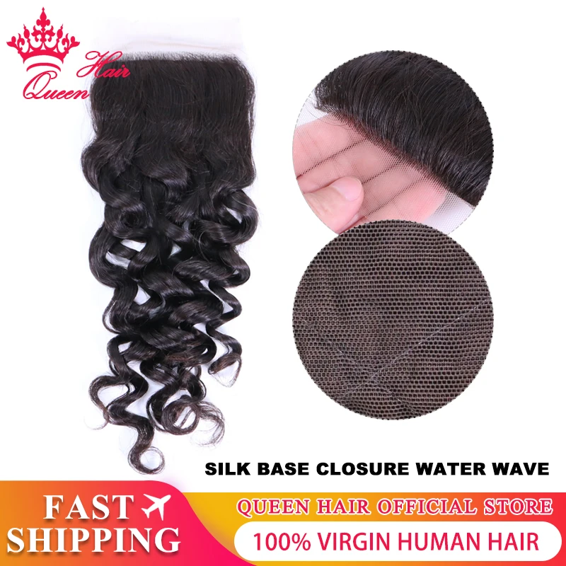 Silk Base Closure Brazilian Raw Hair Water Wave Silk Closure Virgin Human Hair Pre Plucked Natural Hairline Queen Hair Products