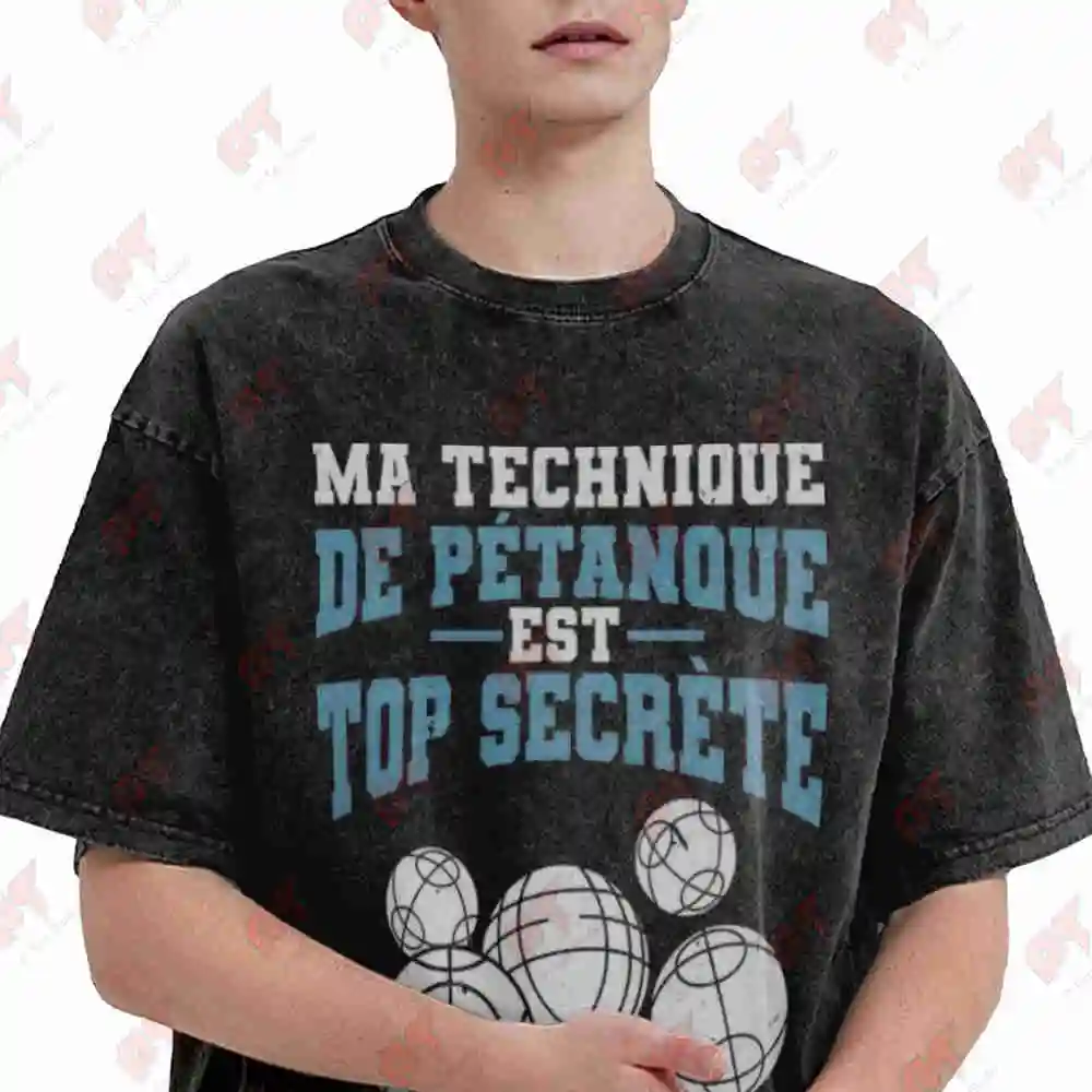 Bouliste My Petanque Technique Top Secret Vintage Washed Tee Pure Cotton T-Shirt