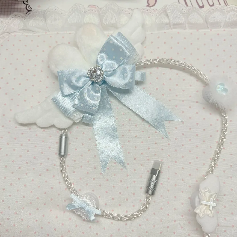 Angel Rabbit Aviator Cable for Mechanical Keyboard, 8K Type-c Luminous Data Cable 1.3m Cute Keyboard Accessories