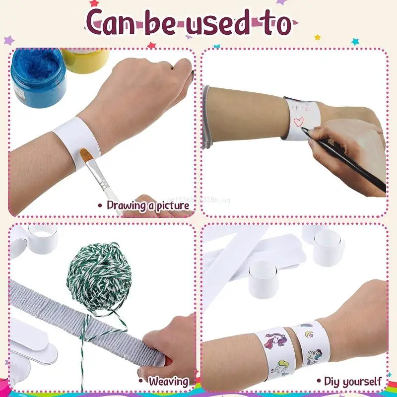 30Pcs Slap Bracelets White DIY Slap Bands for Wrist Blank Soft Wristband for Kids School Craft Project DIY Painting Dropship