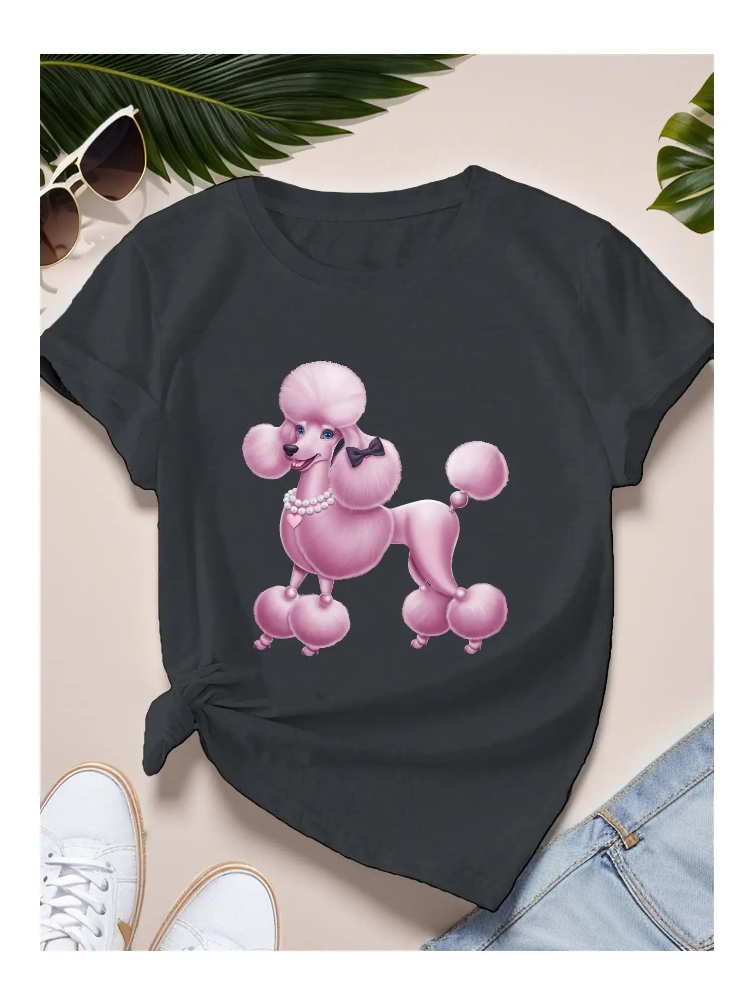 

pink poodle Women's Plus Size Sports Short Sleeve T-Shirt
