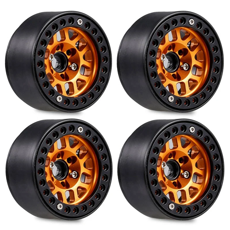 

8PCS 1.9 Metal Beadlock Wheel Hub Rim For 1/10 RC Crawler Axial SCX10 90046 AXI03007 Traxxas TRX4 Redcat D90,Orange