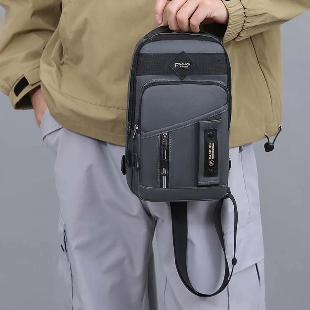With Reflective Strips Men's Chest Bag Adjustable Strap Anti-splash Water Handheld Crossbody Pack Minimalist Multi-functional