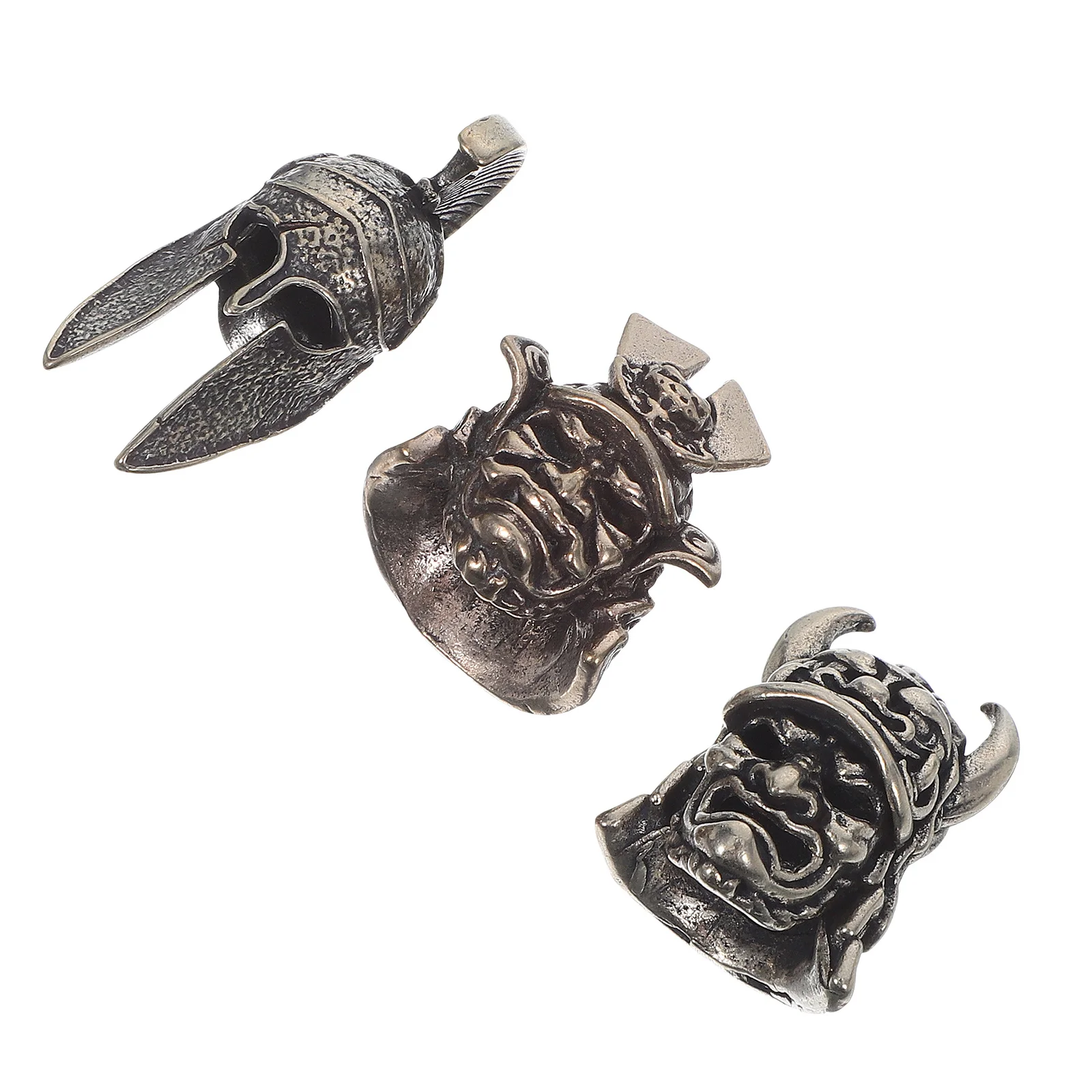 

3Pcs Copper Vintage Samurai Pendant Skull Charms DIY Jewelry Necklace Keychain Craft Accessories Japanese