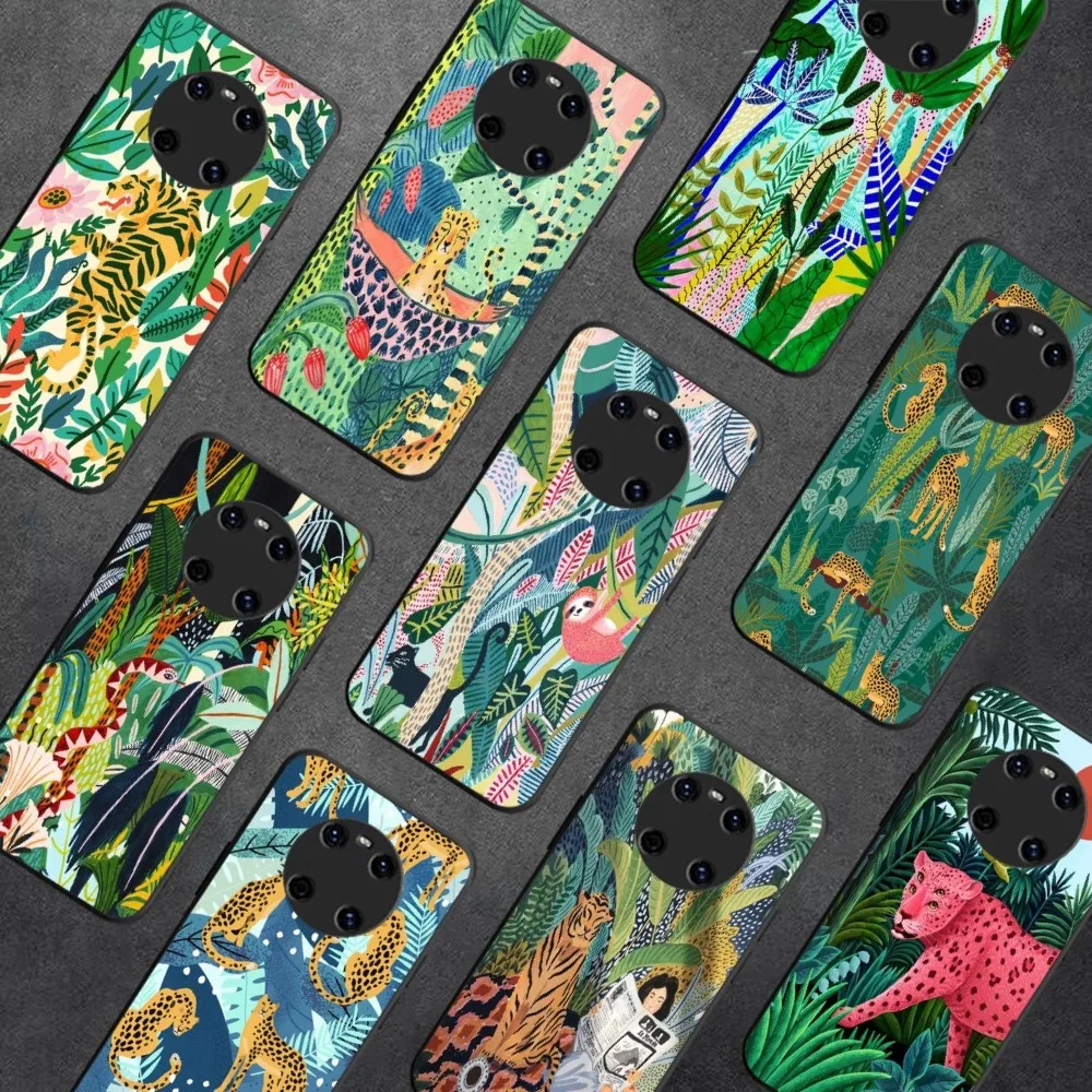 Tropical Jungle Print Leopard Phone Case For Huawei Y9 6 7 5 Prime Enjoy 7s 7 8 plus 7a 9e 9plus 8E Lite Psmart Shell