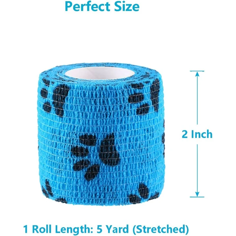 Cohesive Bandage Wrap Self Adhesive Only Sticks to Itself Pet First Aid Gauze for Dog Cat Bird Horse Leg Paw Wound Care Pet