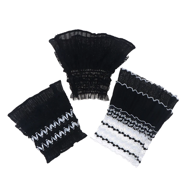 Manchette décorative en dentelle pour Photo de manucure, 1 paire, Double couche, manches en corne en maille, présentation des ongles, manchon de pose, bricolage, accessoire de fond de prise de vue