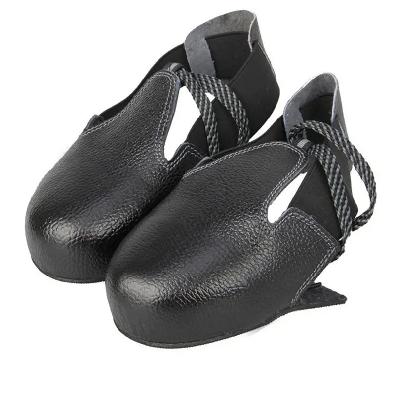 Safety Shoe Covers, Universal PU Leather Overshoes With Adjustable Straps, Unisex Steel Toe Cap Protector(1 Pair)