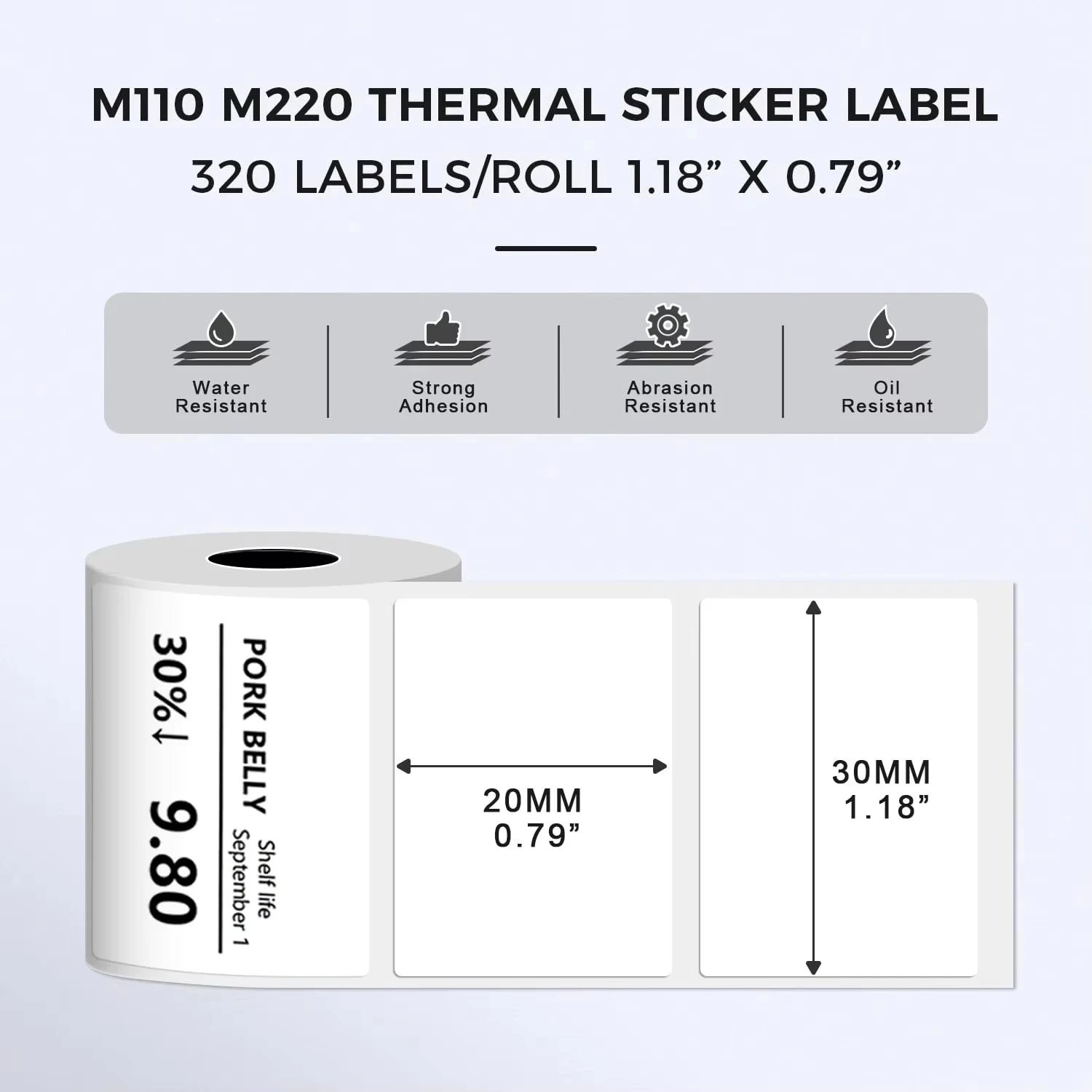 Premium Thermal Labels 30x20mm - Glossy Waterproof Stickers for Business Barcodes & Product Packaging