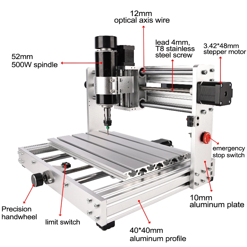 2 In 1 High Power 500W Spindle CNC 3018 Max Full Metal Frame Wood Router Kit Laser Engraving Machine