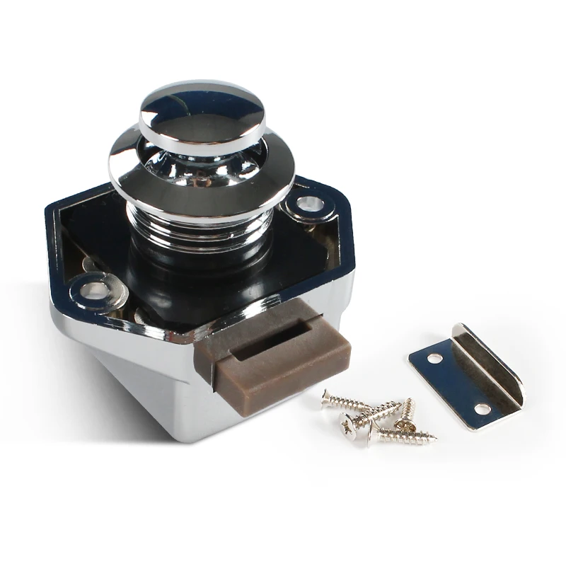 RV Motorhome Caravan Boat Yacht Cut-out Size 20mm Chrome  2pc /box Furniture Push Lock