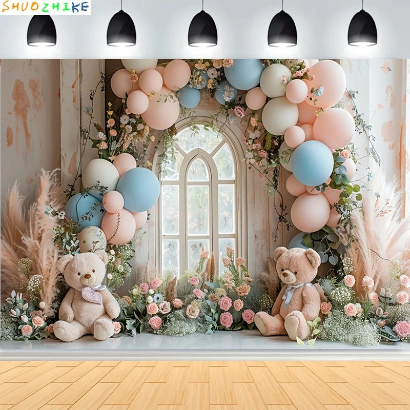 

Baby Shower Happy Birthday Party Photography Backdrops Newborn Kids Air Balloon Princess Tropical Jungle Photo Background BB-17