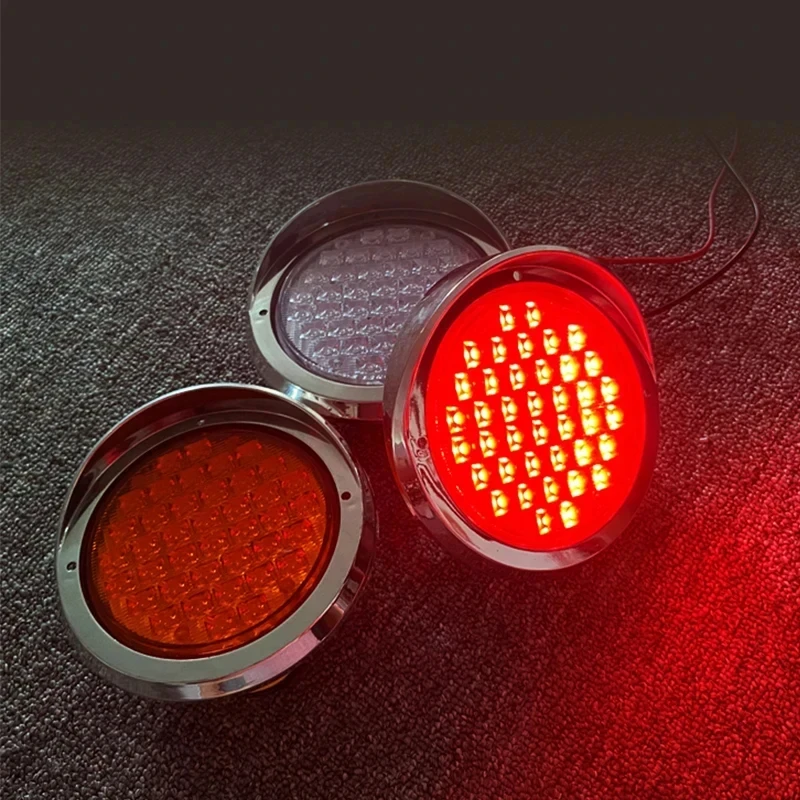 12V-24V Car Signal Light Round High-brightness Waterproof Truck Side Warning Light Rear Brake Light Universal Auto Accessories