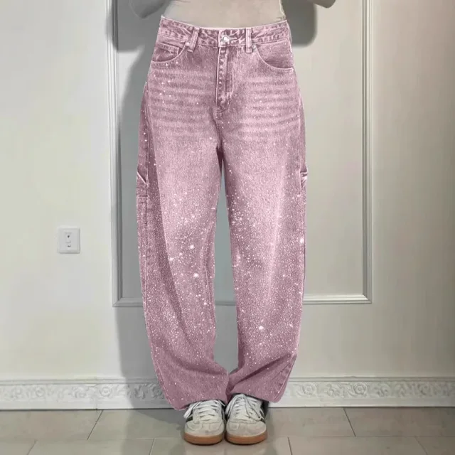 Style of Diamond Jeans Casual Trousers for Women Y2K Women's Clothing Personality Fashion – view 3