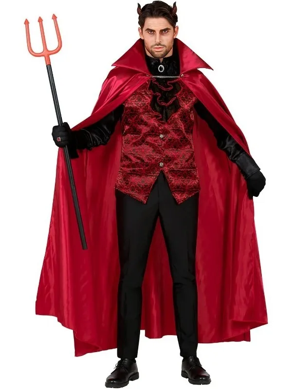 loween Costume Men's Red Robe Role-plang Stage Wear Collared Devil Cloak Festival oulder Wrap Chinese Brand