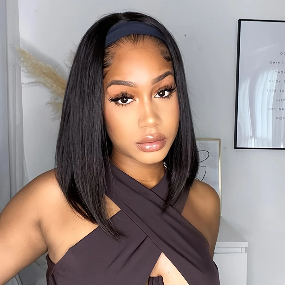 مستقيم البرازيلي شعر الإنسان عقال الباروكات 180 الكثافة للنساء عقال باروكة من شعر طبيعي كامل آلة صنع شعر مستعار