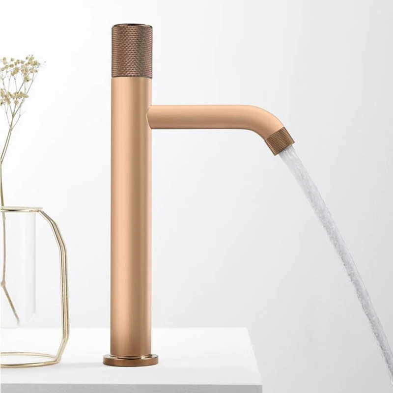 

New Sink Faucet Bathroom Slim Hot and Cold Rose Gold Basin Water Mixer Tap Bathroom Sink Faucet Art Carved Brass Tap