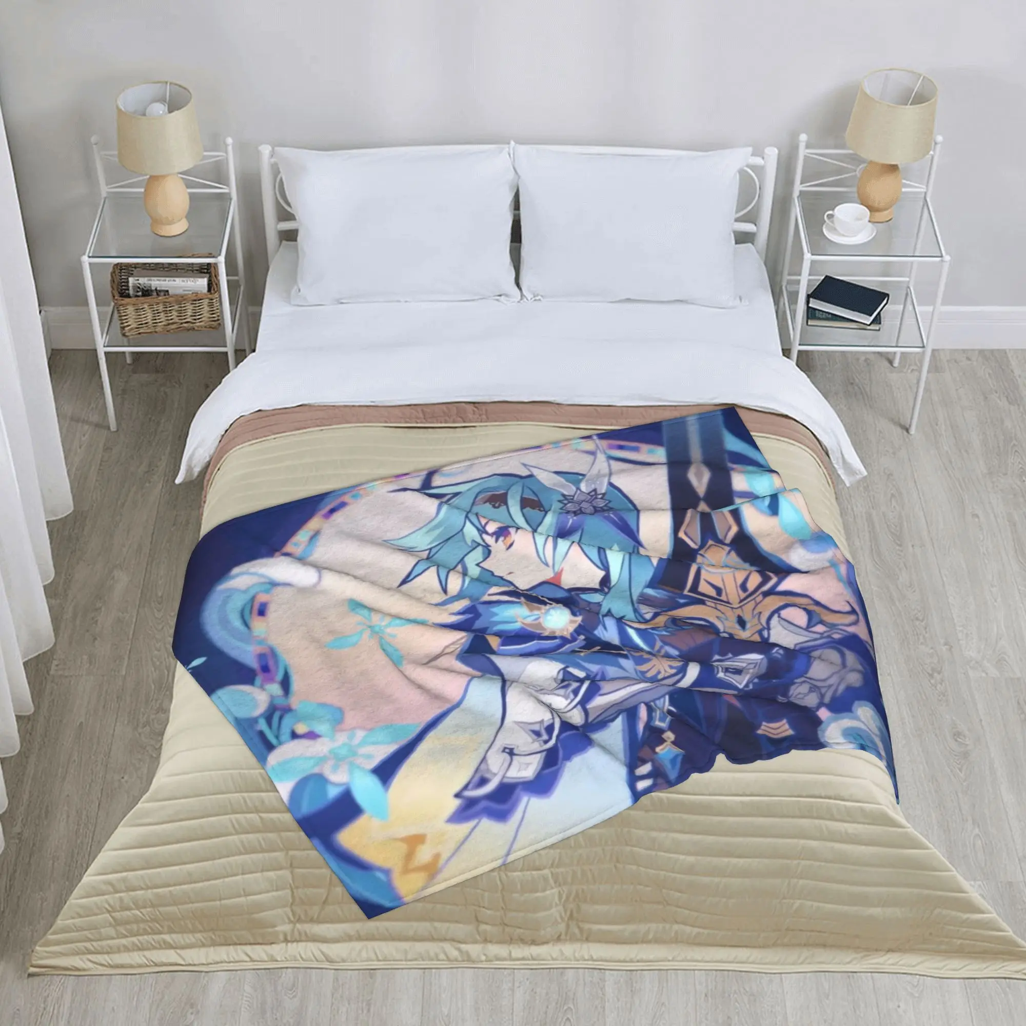 Eula Genshins Impact Blankets Fleece  Printed Video Game Lightweight Throw Blanket for Home Bedspreads