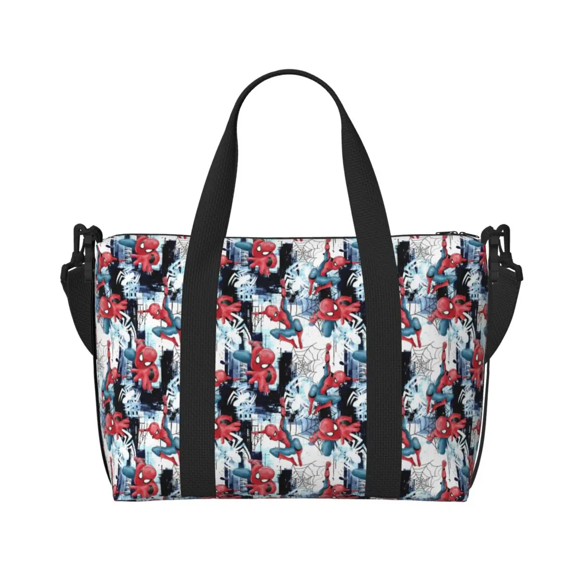 

Custom Spiderman Anime Hero Beach Tote Bag for Women Cartoon Movie Large Compartment Beach Gym Travel Bags