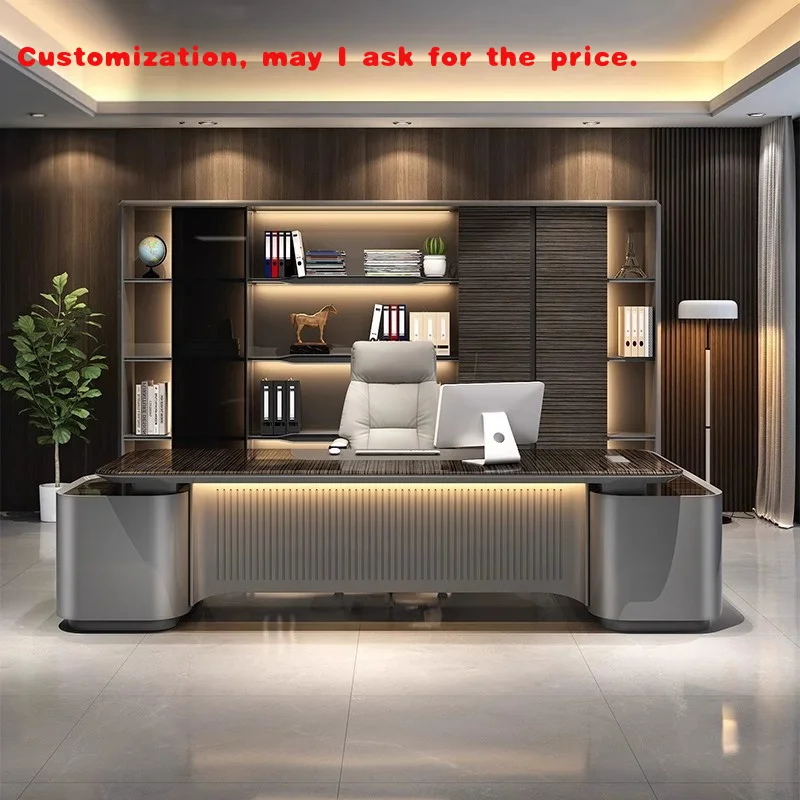 

custom.Luxurious Lacquered Executive Desk, Large Modern Office Furniture, President and Manager High-end Multi-functional D