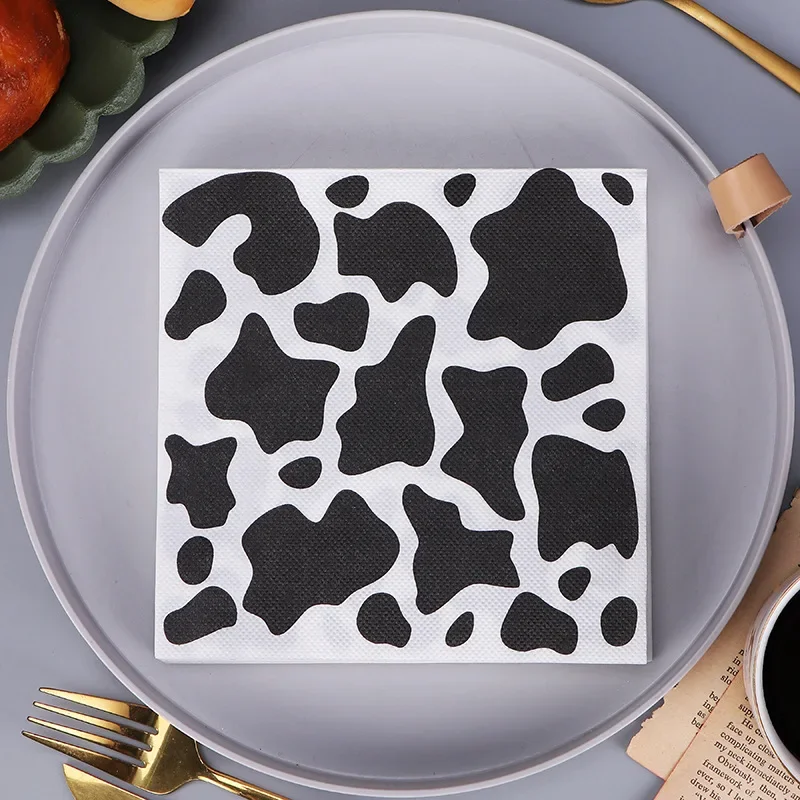 

20pcs New Ink Leopard Print Napkins Party Decoration Facial Napkins Black and White Paper Placemats Butterfly Bone Bart Paper