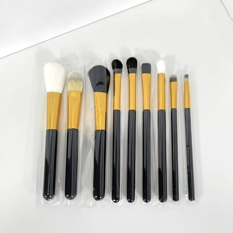 Animal Hair 9-piece Makeup Brush Set Concealer Brush Eye Shadow Lip Brush Portable Makeup Professional Makeup Brush Set