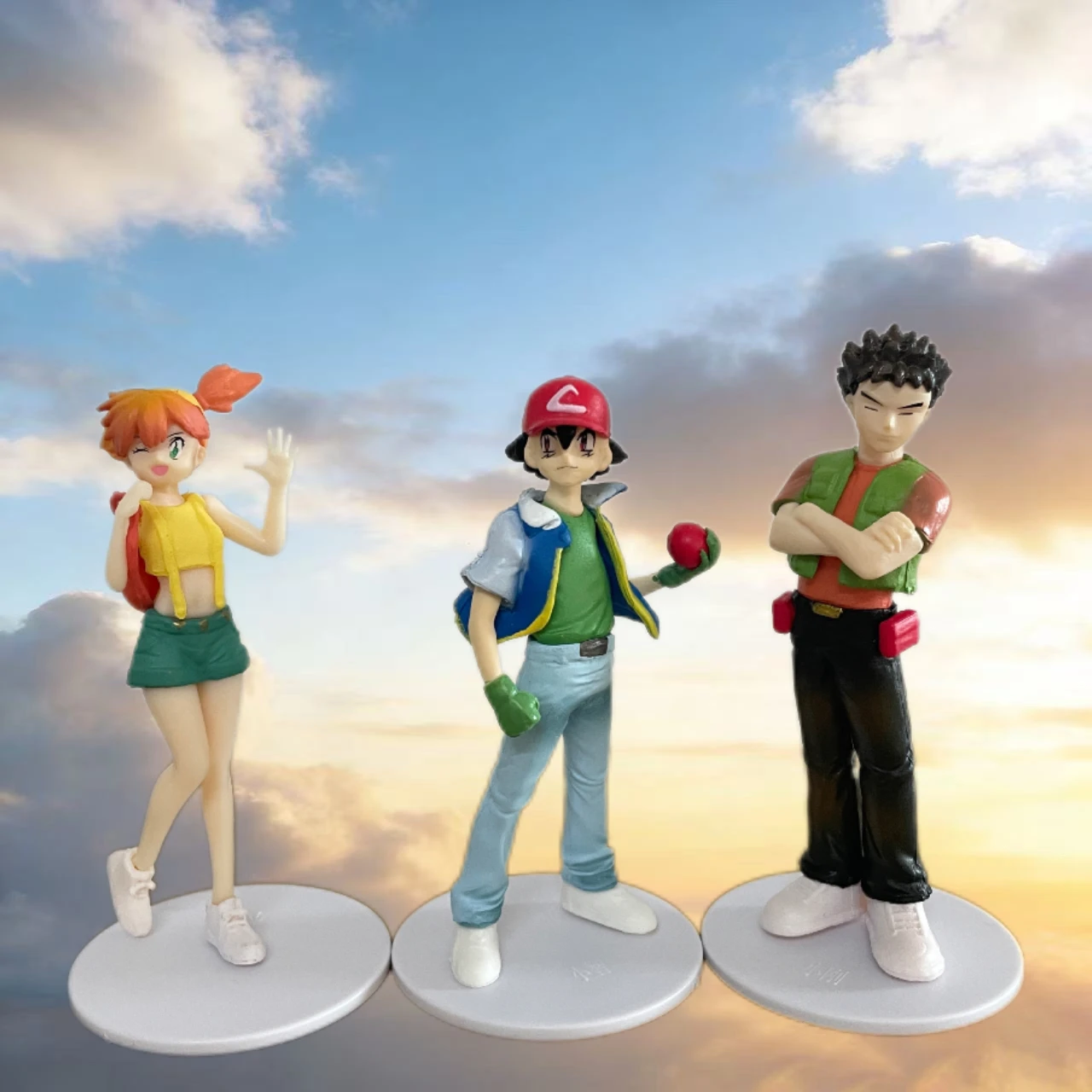 Figuras de acción de 8 cm/3 pulgadas de Pokémon Anime Ash Ketchum/Misty/Brock/Trio, estatuas de PVC, colección de adornos decorativos para juguetes de anime, regalo.