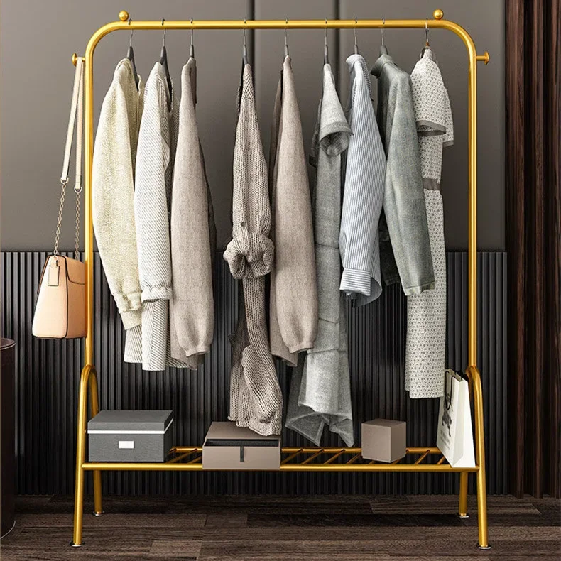 

Simple Drying Rack Pole Style Bedroom Coat Hanger Balcony Floored Mobile Indoor Clothing Storage Organizer Stand Home Coat Rack