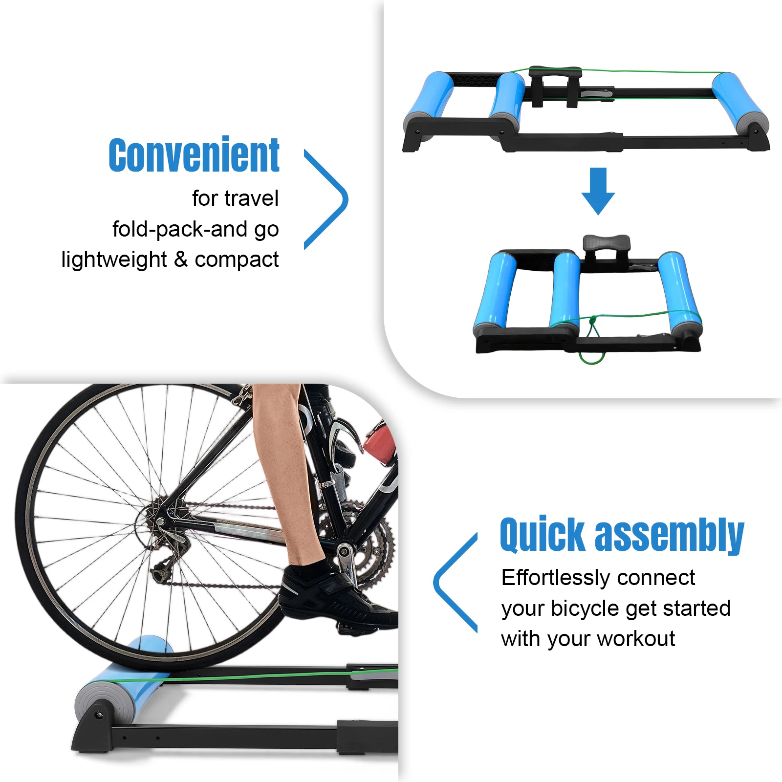 

Anti-Slip Cycling Train Platform Roller Foldable Professional Training Platform Detachable Racing & Strength Training Equipment