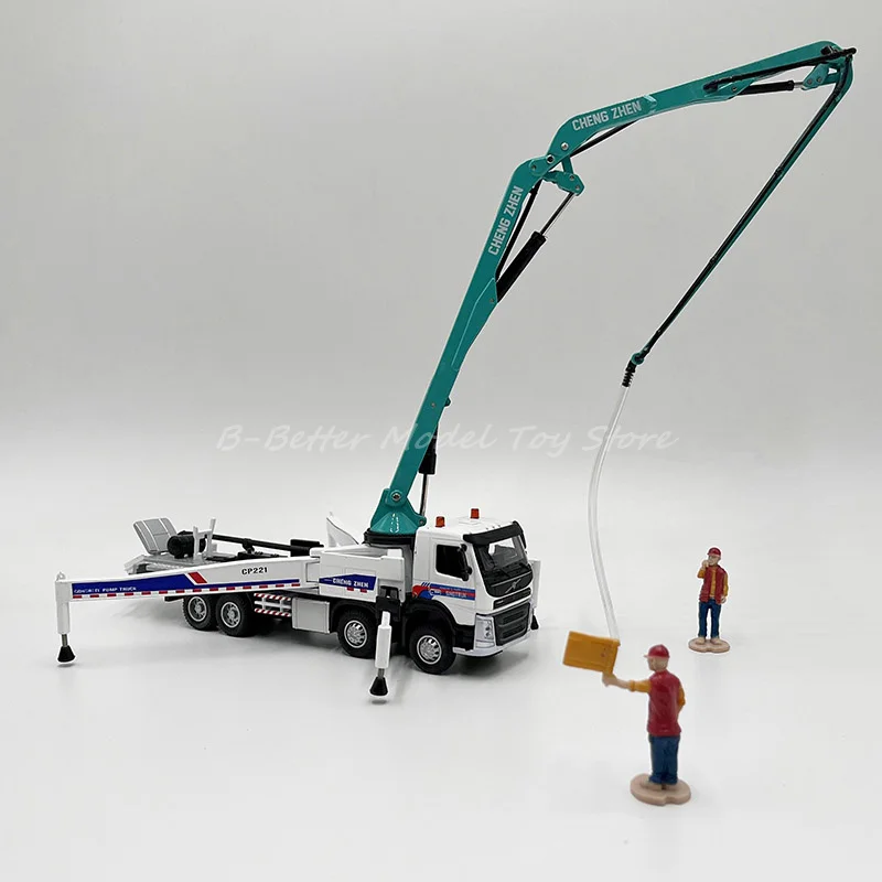 1:50 Diecast Metal Engineering Model Toy Concrete Pump Truck Replica With Sound & Lights