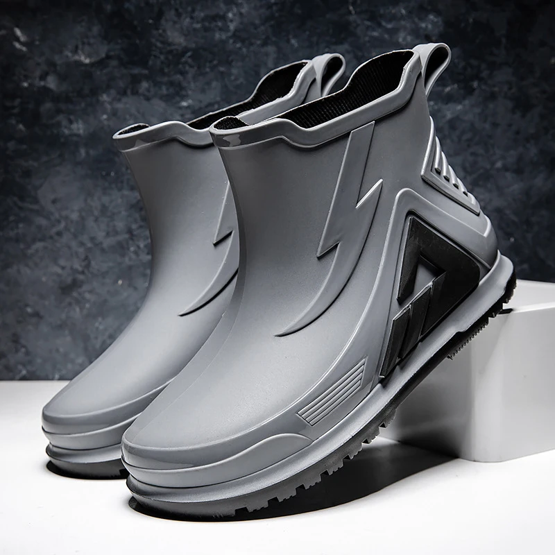 Megmunkalás men's Eső Cipőtisztító szerelmeseinek kültéri csúszásmentes Vízhatlan esőköpény dolgozik vize Cipőtisztító couple's Boka Plató rainboots horgászni cipők