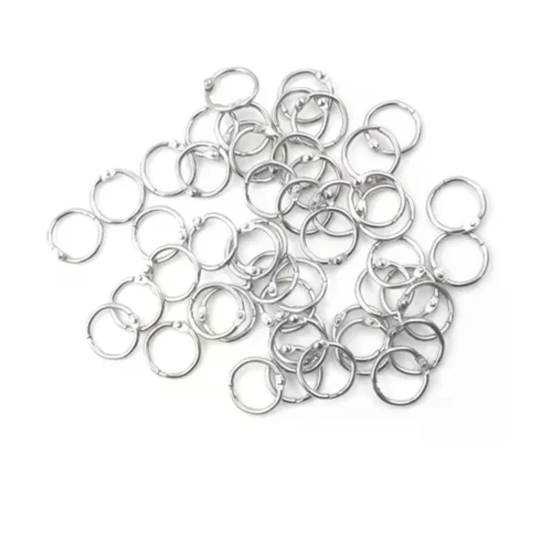 50pcs Staple Book Binder 20mm Outer Diameter Loose Leaf Ring Keychain
