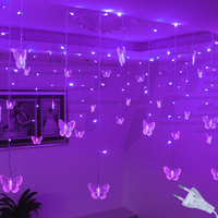 Pink Purple LED Butterfly Garland Curtain Fairy Lights String For Room Living room Home Wedding Decoration Bedroom Decorations