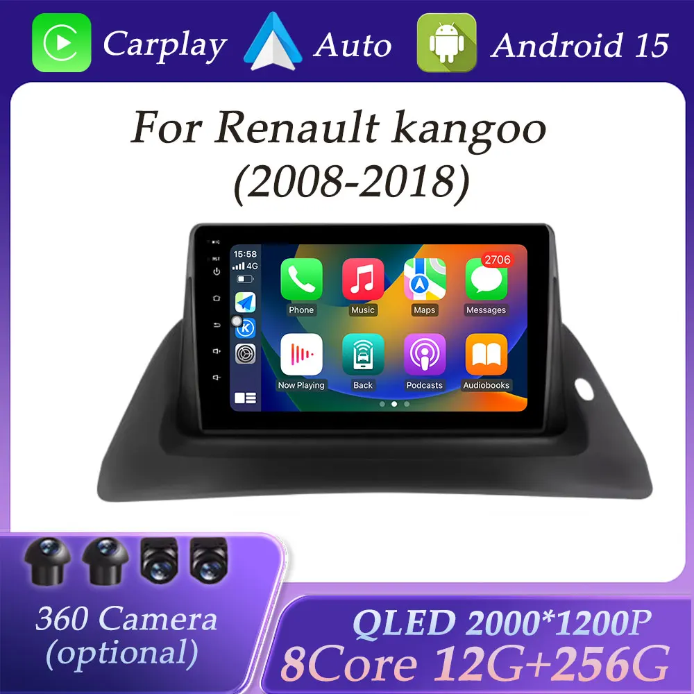 

For Renault kangoo 2008 - 2018 DSP Stereo Car Radio Video Multimedia Player QLED Screen CarPlay GPS Navigation Split Screen BT