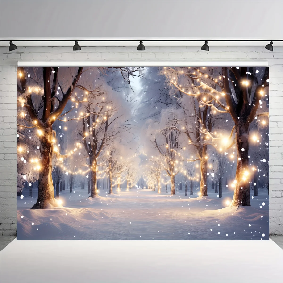 Winter Scene Background Wonderland Snowflake Photography Flash Snow Forest Christmas Party Decoration