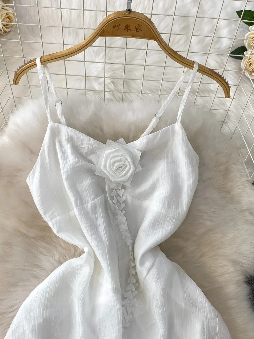 Foamlina Fairy Dress Womens White V Neck Strappy Sundress Ethereal Unique Maxi Dress Asymmetrical Hem Vintage Dress