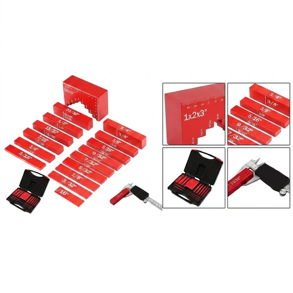 Setup Blocks for Woodworking Machines 16-Piece Set with Sizes from 1/16 inch to 1 inch for Comprehensive Calibration