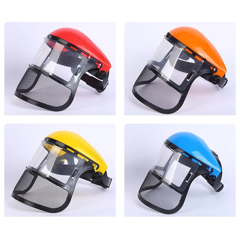 Safety Head-Mounted PVC Protective Mask Anti Splashing Grass Anti Dust Mask For Cutting Hat Avoid Face Screen Protection Mask