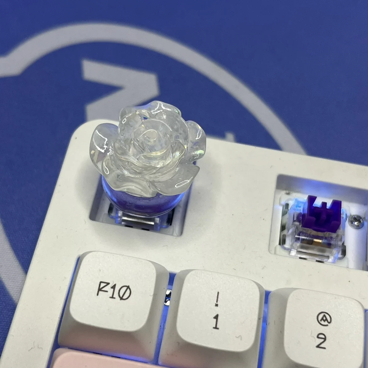 

Creative circular semi transparent flower keycaps ice semi transparent luminous flower Esc cross axis mechanical keyboard keycap