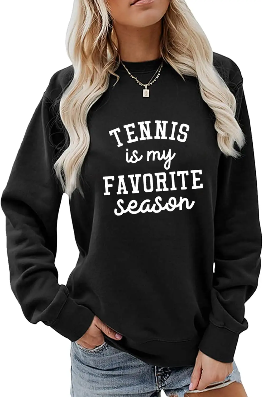 

Толстовка Tennis is my Favorite Season для женщин, повседневный пуловер с круглым вырезом, топы, забавная рубашка для любителей тенниса, подарочный свитер