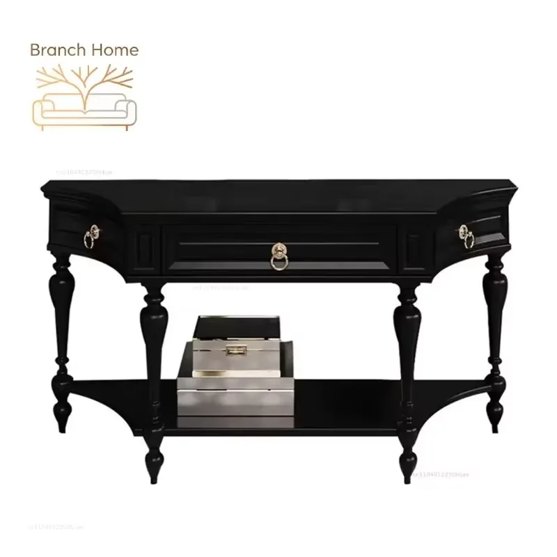 French entrance cabinet is opposite the door entrance table American solid wood aisle cabinet light luxury high-end semi-round