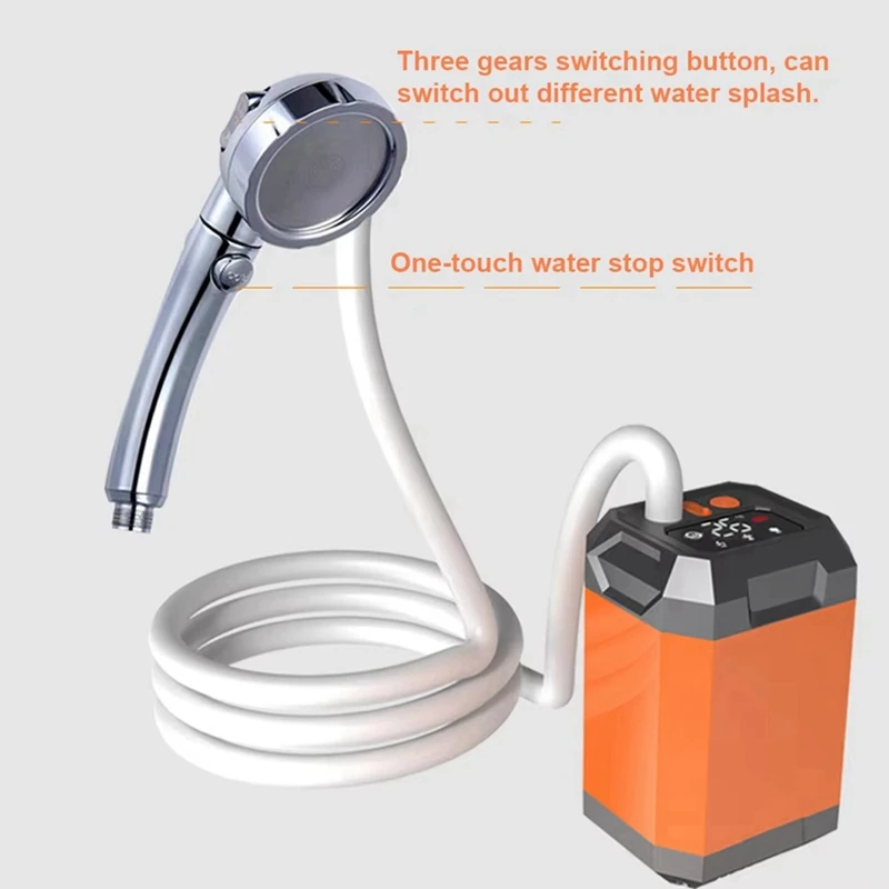 As melhores ofertas 9000mah portátil acampamento chuveiro ao ar livre bomba de chuveiro elétrico recarregável grande capacidade caminhadas viajar showe