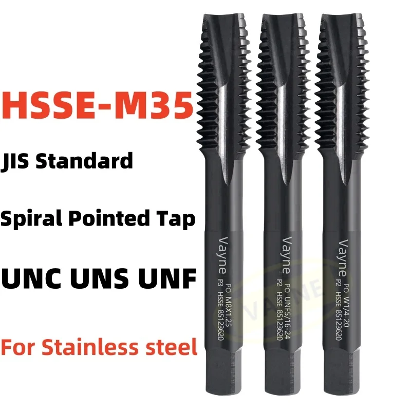 

HSSE With Oxidized Spiral Pointed Tap UNC UNS UNF 1-64 2-56 4-40 6-32 10-24 12-24 1/4 5/16 3/8 7/16 1/2Machine Screw Thread Taps